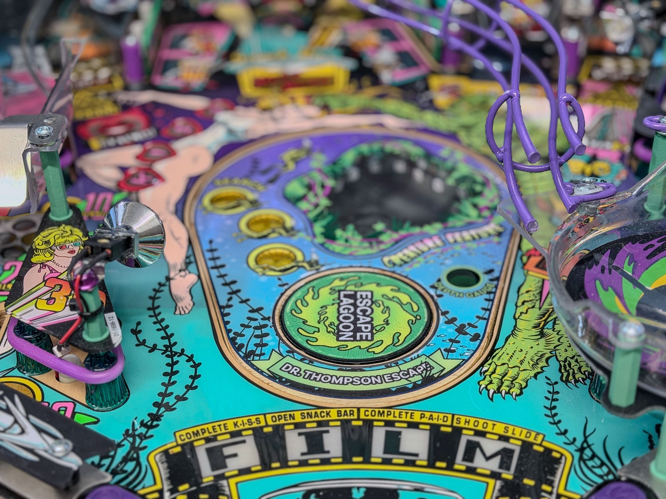 Centred view of the Escape Lagoon feature on the playfield