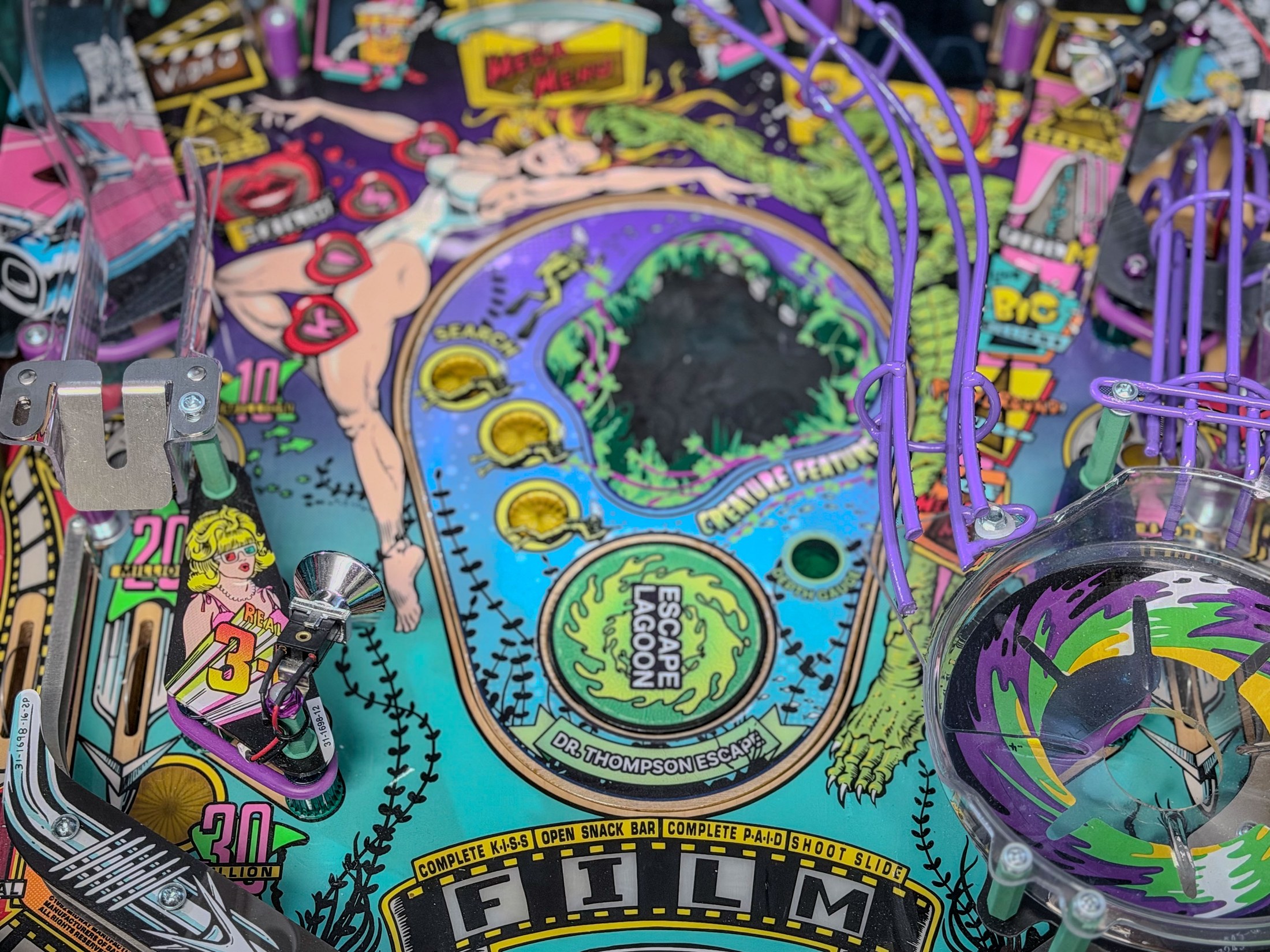 Overhead playfield view showing the complete Escape Lagoon installation