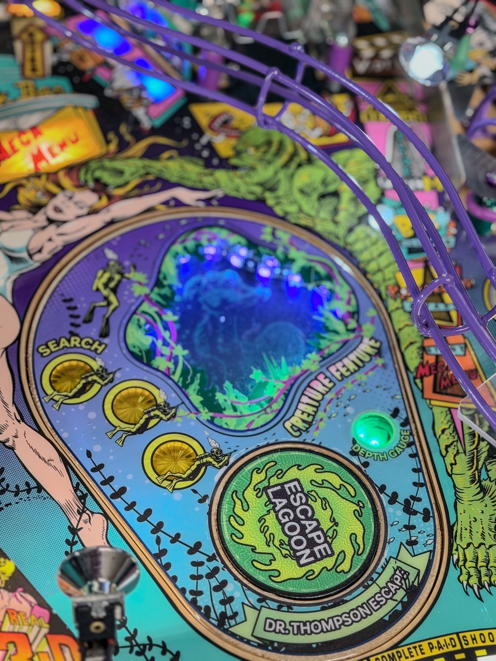 Escape Lagoon spinner and Creature window under blue lighting